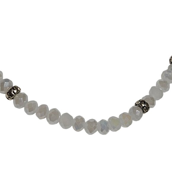 Elegant Moonstone Silver Beaded Stretch Bracelet Boho Natural Fashion Jewelry - Picture 2 of 3